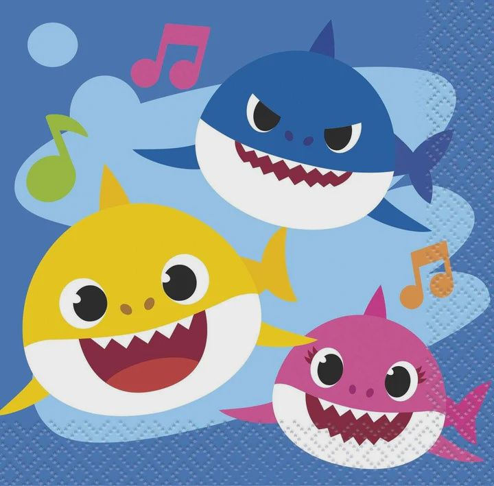 Character Birthday Beverage Napkins, Name: Baby Shark
