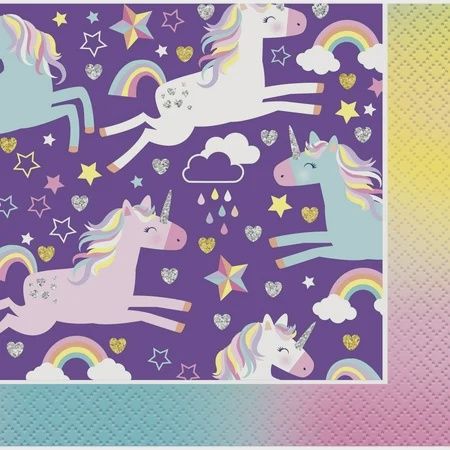 Themed Birthday Beverage Napkins, Name: Unicorn Birthday