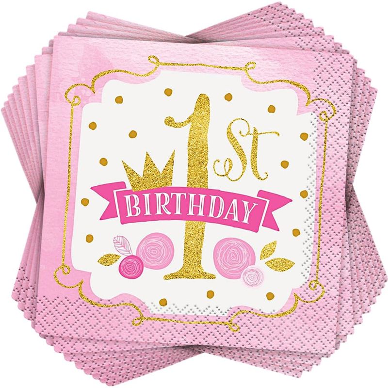Pink &amp; Gold 1st Birthday Party Suppplies