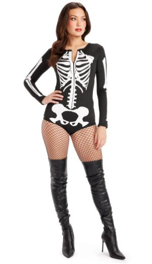 Sexy Skeleton Fitted Jumpsuit Costume