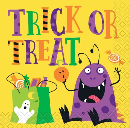 16ct Silly Halloween Monsters Beverage Napkins