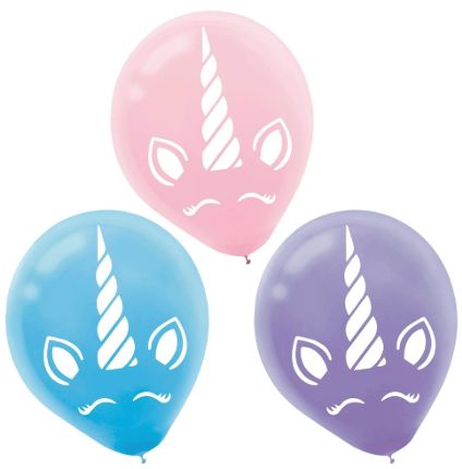 12&quot; Unicorn Print Latex, Color: Pink