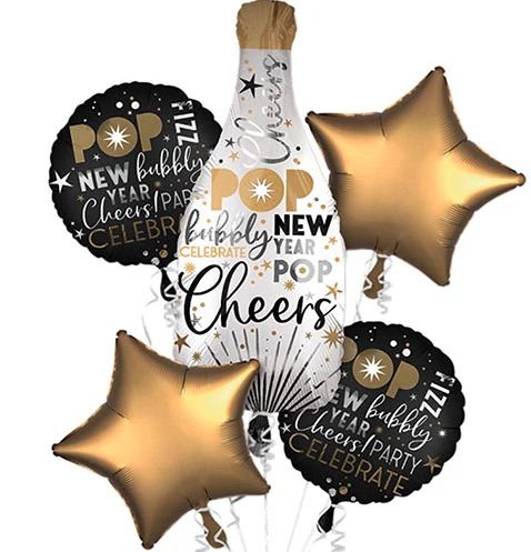 5PC Champagne Bottle NYE Bouquet