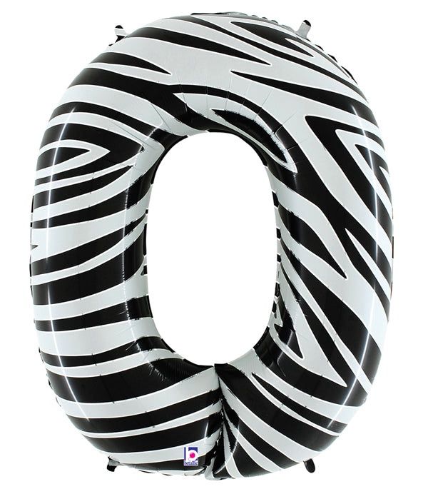 40" Zebra Number Balloons (502-1-9) 40" Zebra Number Balloons (502-1-9), Number: 0 (502)
