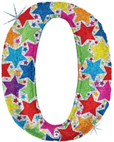 34" Holographic Designer w/ Stars Number Balloons (511-1-9), Number: 0 (511)