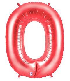 34" Red Number Balloons (512-1-9), Number: 0 (512)