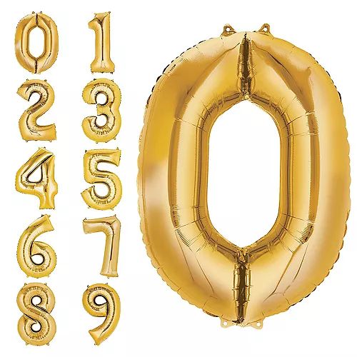 34" Gold Number Balloons and Symbols (514-1-9) 34" Gold Number Balloons and Symbols (514-1-9), Number: 0 (514)