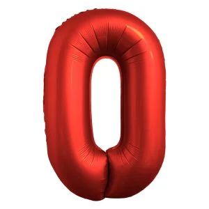 34" Chrome Red Number Balloon (523-1-9), Number: 0 (515)