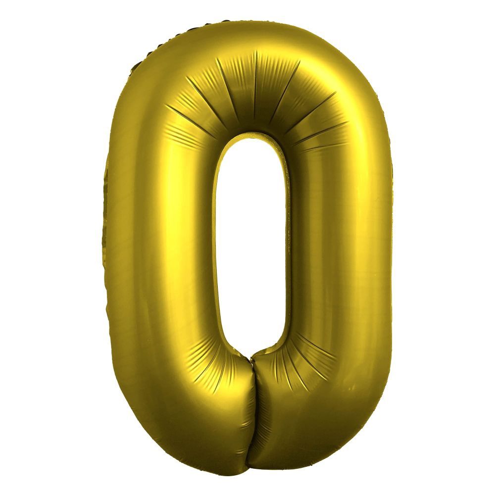 34" Chrome Gold Number Balloon (517-1-9), Number: 0 (515)