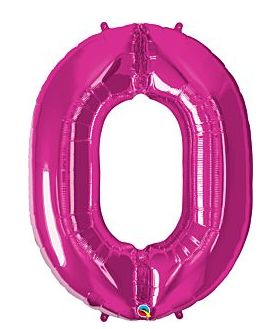 34" Magenta Number Balloon (525-1-9), Number: 0