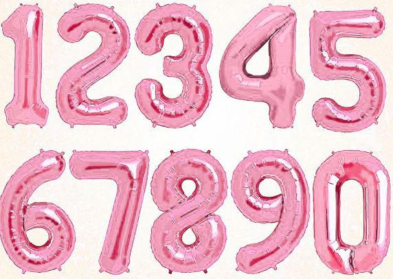 34" Pink Number Balloons (532-1-9) 34" Pink Number Balloons (532-1-9), Number: 0 (532)