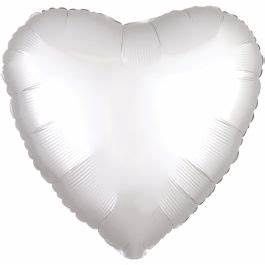 17" Solid Satin Luxe Foil Hearts, Color: Satin White