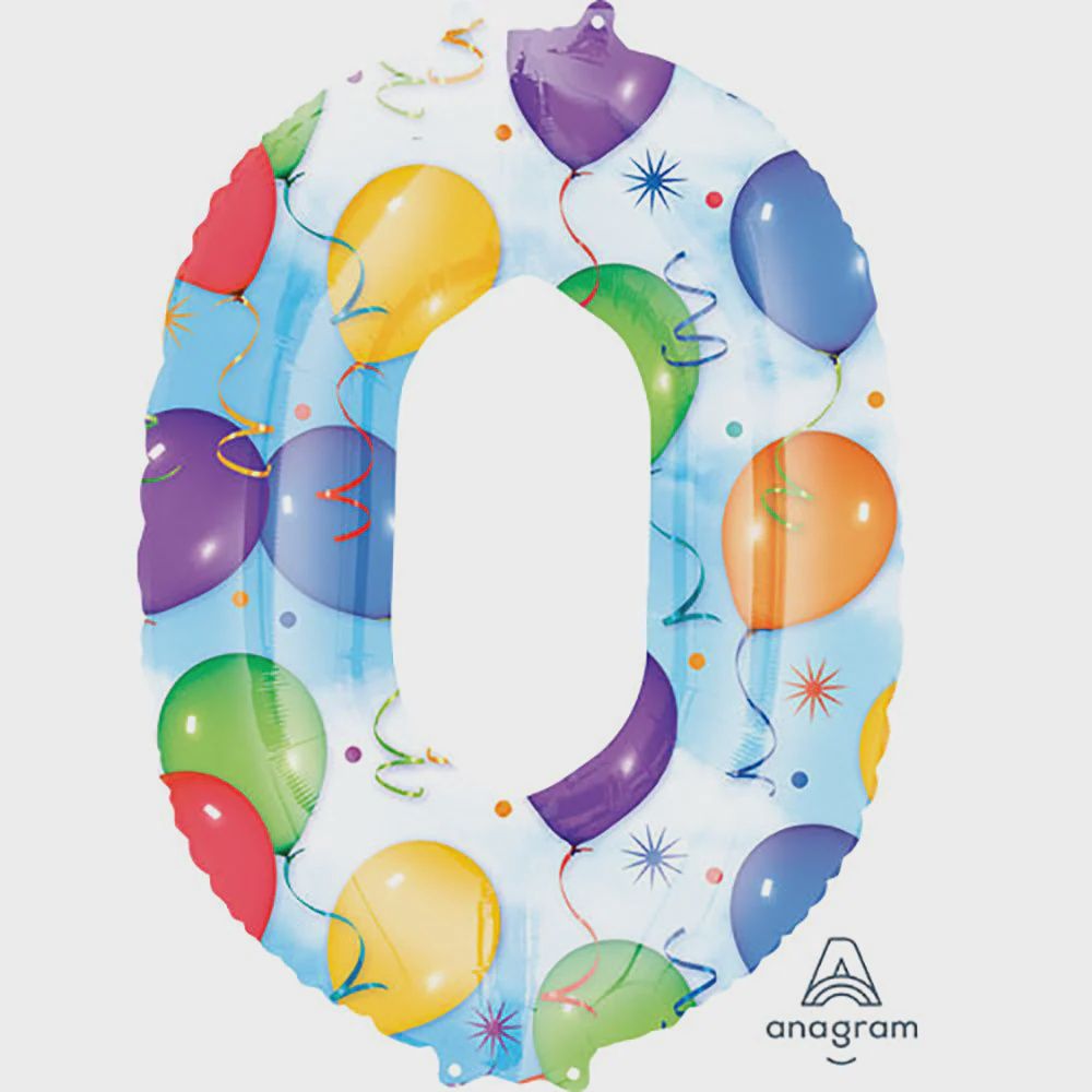 34" Balloons And Streamers Number Foil Balloon 34" Balloons And Streamers Number Foil Balloon, Number: 0