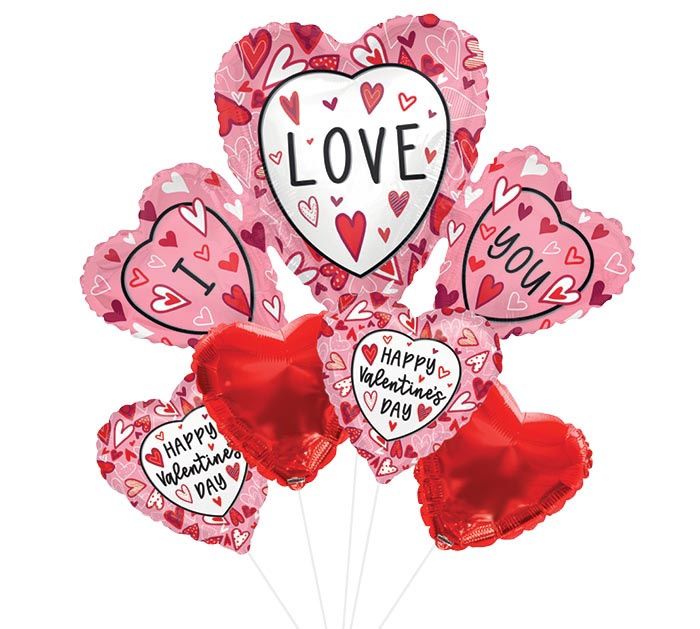 5PC HVD I Love You Hearts Bouquet