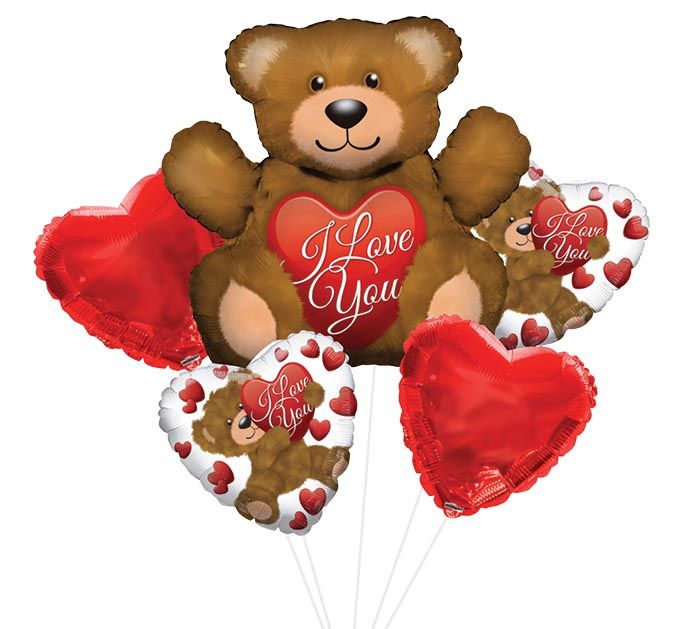 5PC HVD Teddy Bear I Love You Bouquet