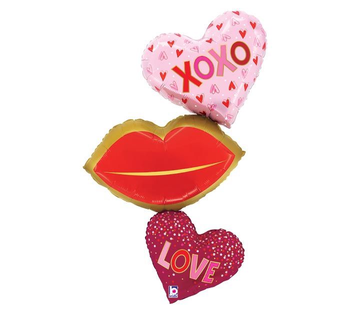 40" Heart Lips Trio XOXO Love