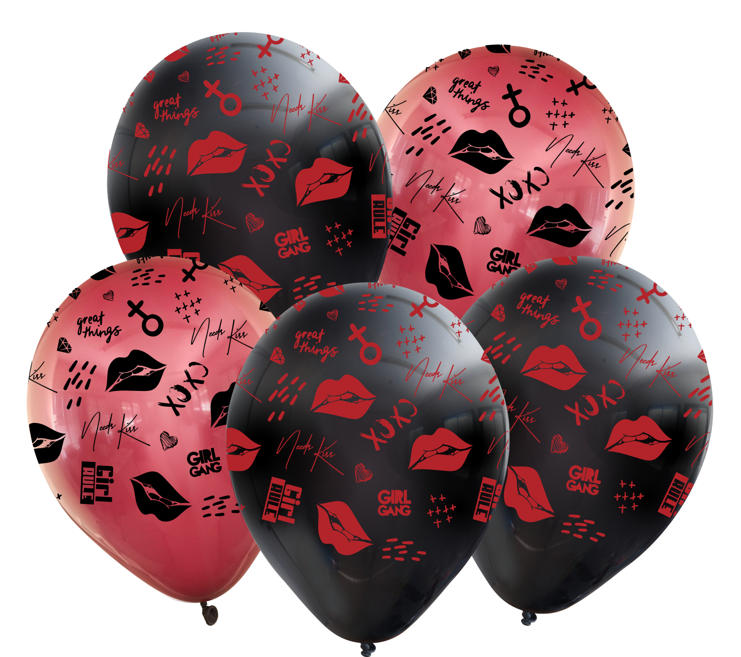 12" XOXO All ARound, Color: Black w/ Red