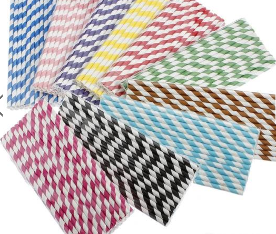 Popotes de papel a rayas c/25