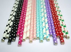 Popotes de papel con lunares c/25