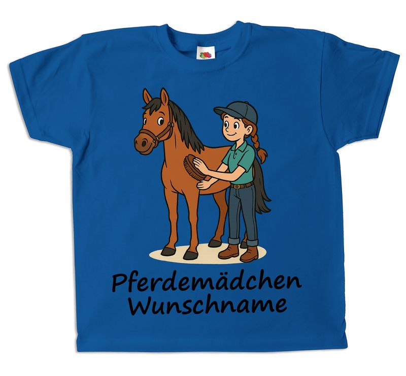 Pixkids Mädchen T-Shirt Pferdemädchen Pferd mit Wunschname personalisierbar