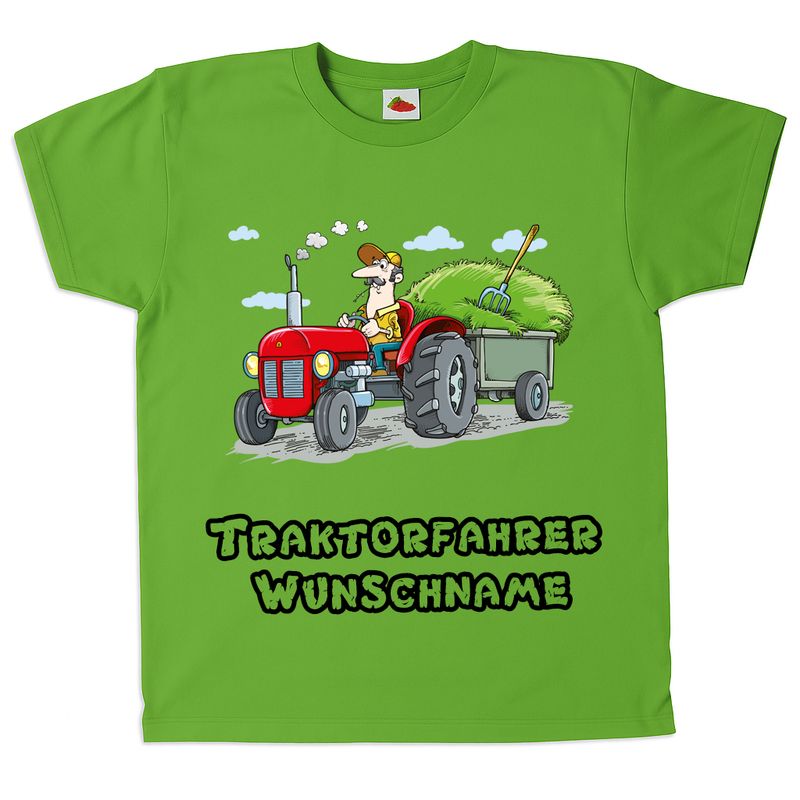 Pixkids Kinder T-Shirt Traktor Traktorfahrer mit Wunschname personalisierbar