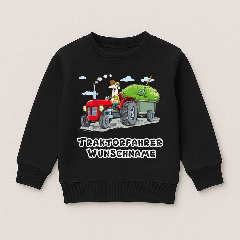 Pixkids Kinder Sweatshirt Pullover Traktorfahrer mit Wunschnamen – personalisiert