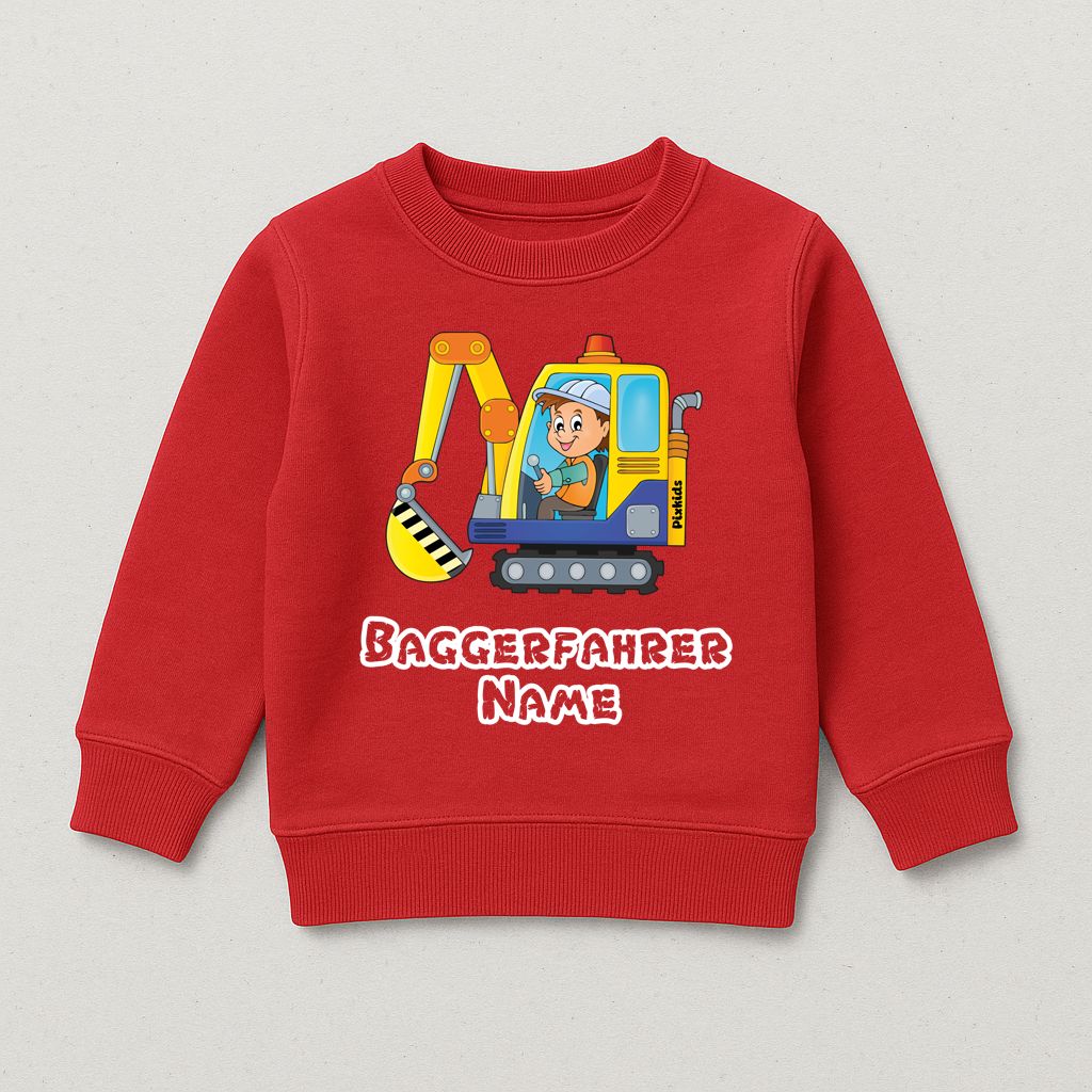 Personalisiertes Kinder-T-Shirt 'Baggerfahrer' – Graues Baumwoll-Shirt Für Jungen, Mit Bagger-Motiv, Ideal Für Kleine Baustellenfans