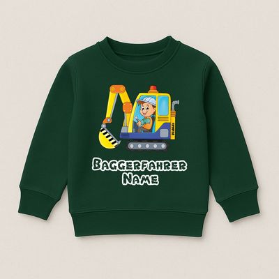 Personalisiertes Kinder-T-Shirt 'Baggerfahrer' – Graues Baumwoll-Shirt Für Jungen, Mit Bagger-Motiv, Ideal Für Kleine Baustellenfans