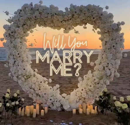 &quot;Will you Marry Me?&quot; Giant Rose Heart  (WHITE)
