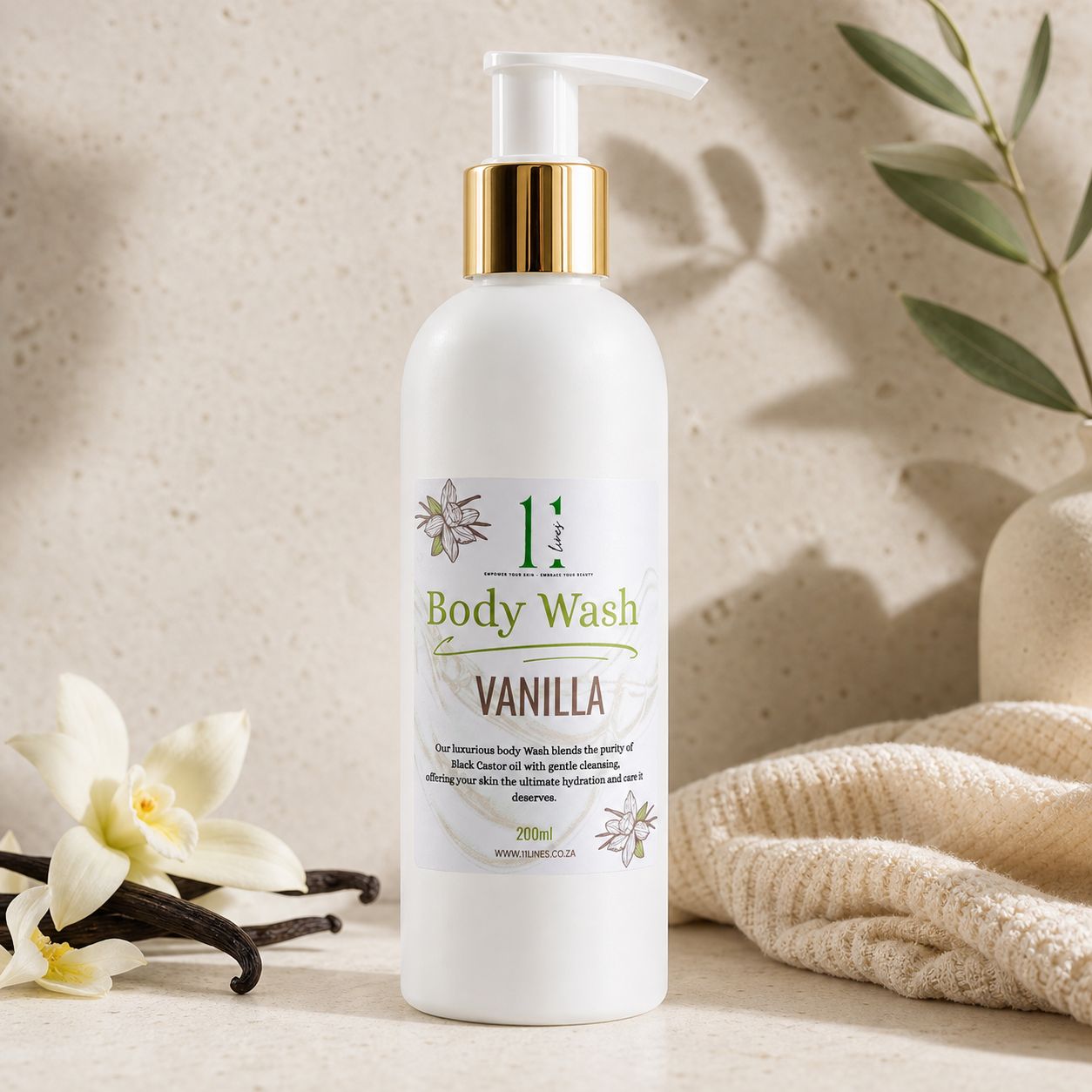 11 Lines 200ml Body Wash - Purity Of Black Castor Oil (Vanilla)