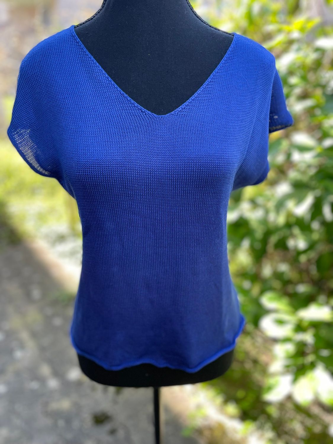 T-shirt, blue, 100% Japanese silk, size S