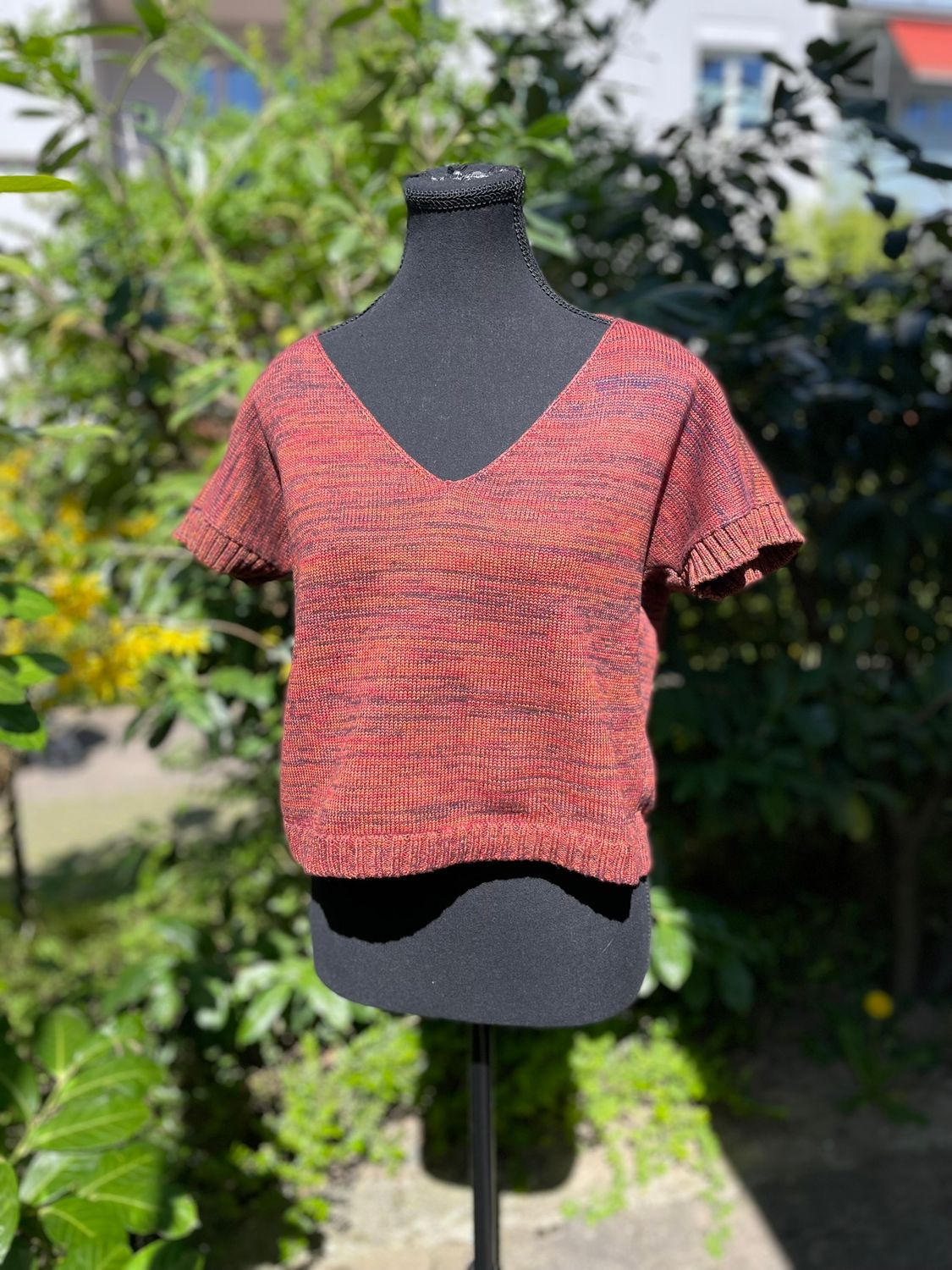 Crop top, brown/orange melange, unique, 100% cotton, size S/M