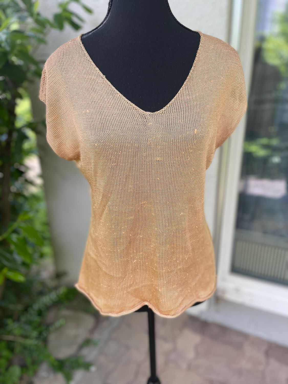 T-shirt, Gold, 100% wild silk Shantung, size S/M