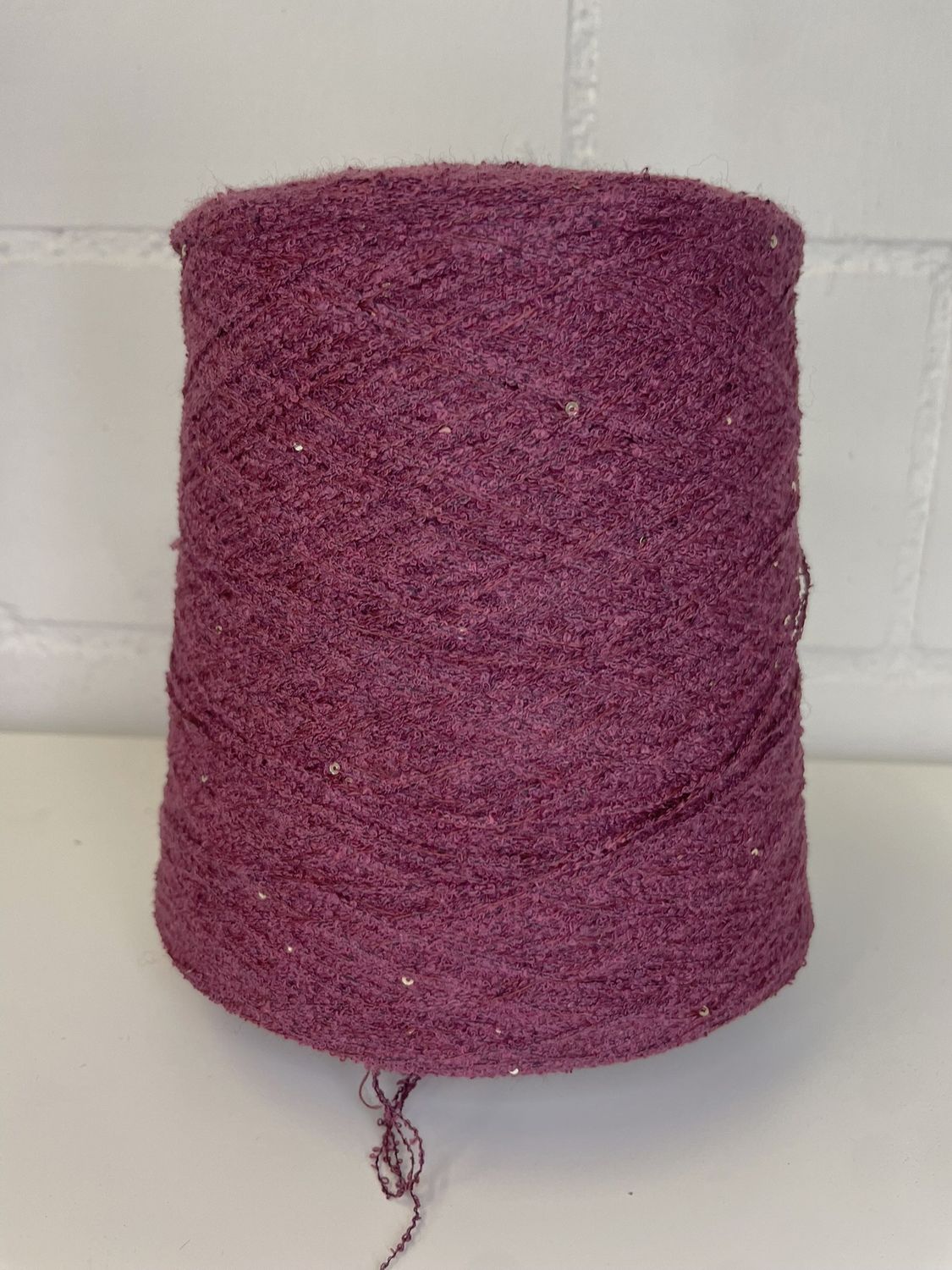 BOUCLE COTTON 440m/100gr, 75% cotton 25% nylon+ 2mm silver sequins bordo with sequins