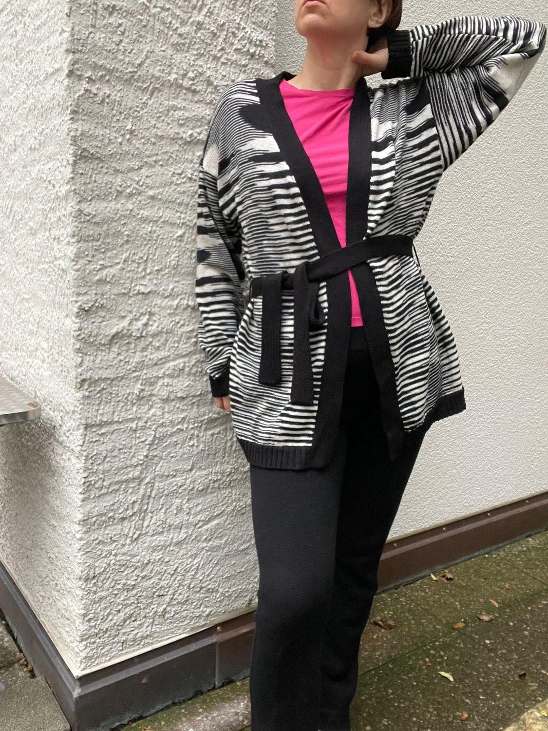 Cardigan  white/black, 100% merino (Missoni coloring), size one(S/M/L)