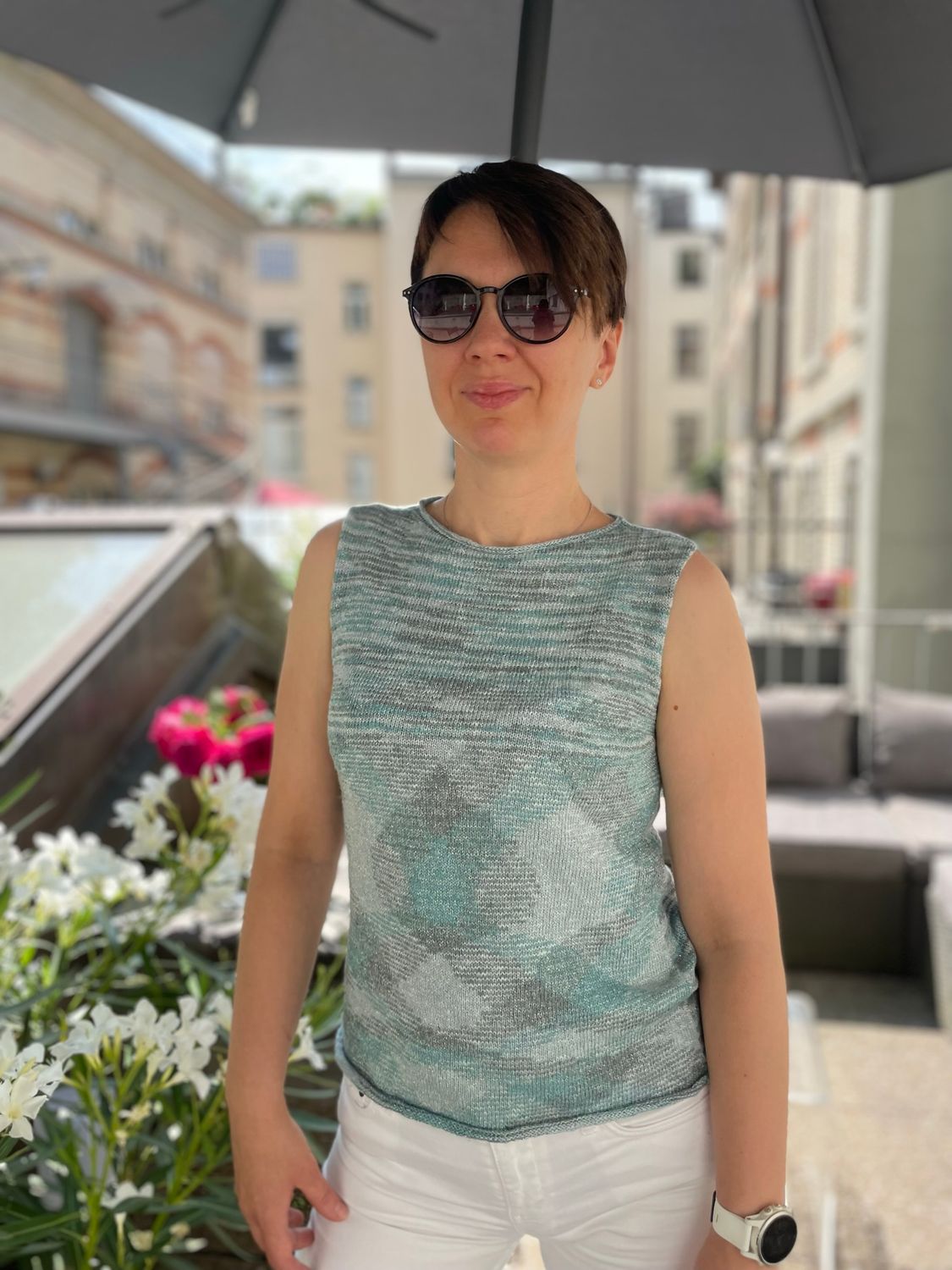 T-shirt Missoni light blue/minze Missoni color, 60% cotton 40% linen, size S