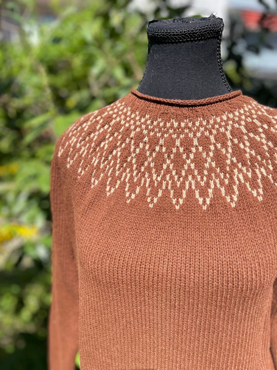 LOPI sweater, 100% Supergeelong merino wool extrafine, beige/brown, size ladies S