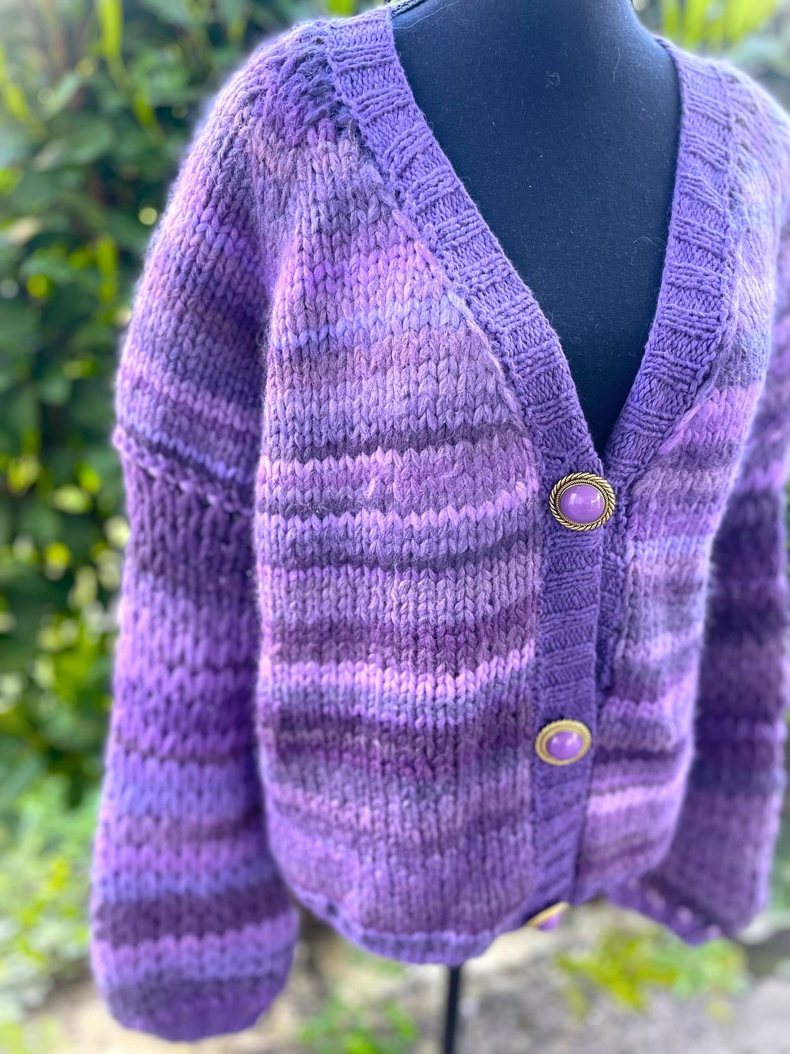 Hand-knitted cardigan, Katia wool(50%Merino+50%PA), unique, Size oversize(S/M)
