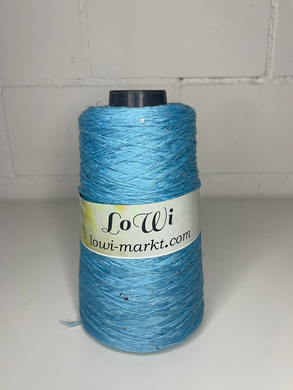 200gr Filati Naturali 460m/100g, 100% linen, blue with silver sequins 1mm