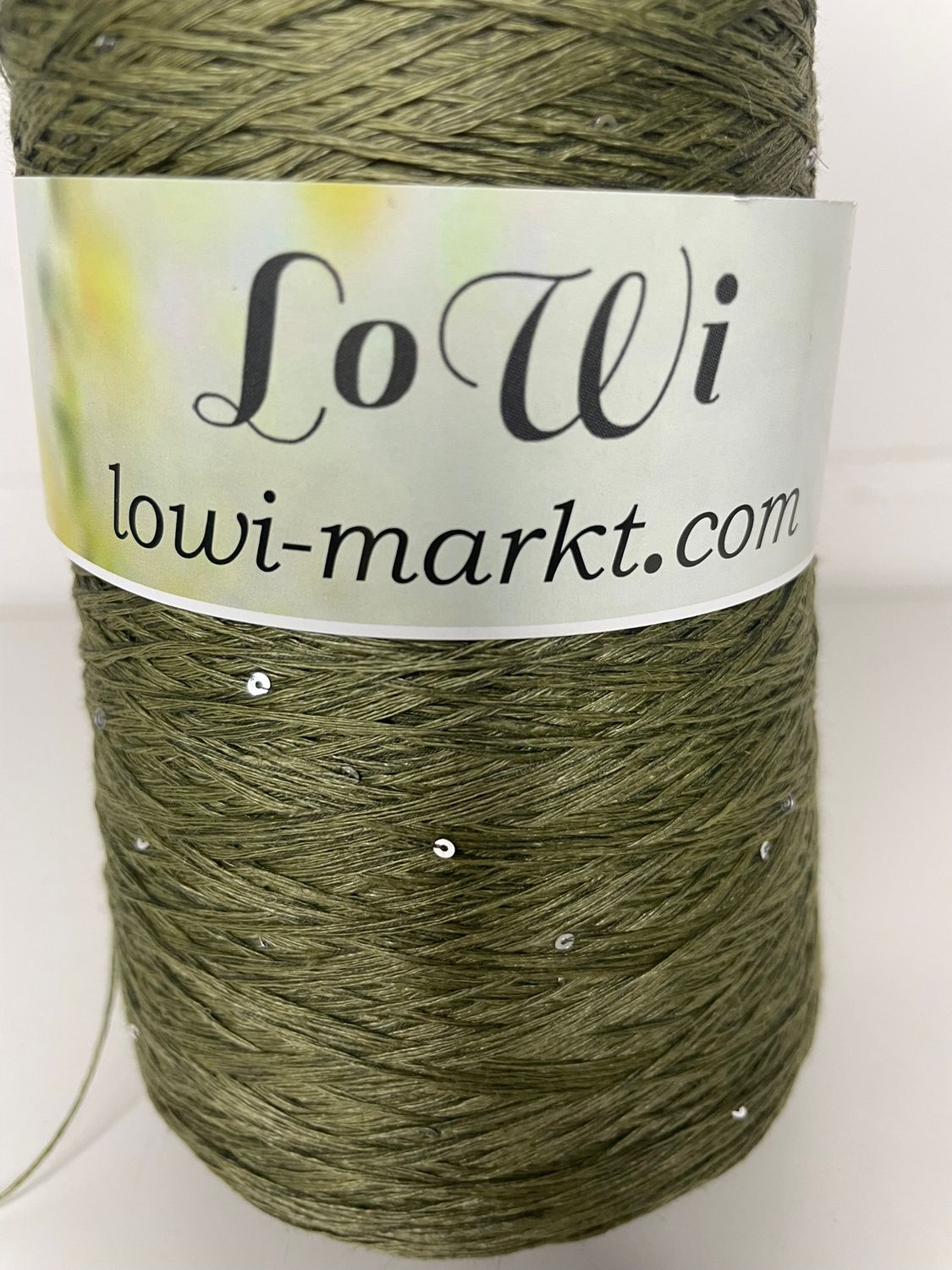 230 gr Filati Naturali 500m/100g, 100% linen, khaki with silver sequins 1mm