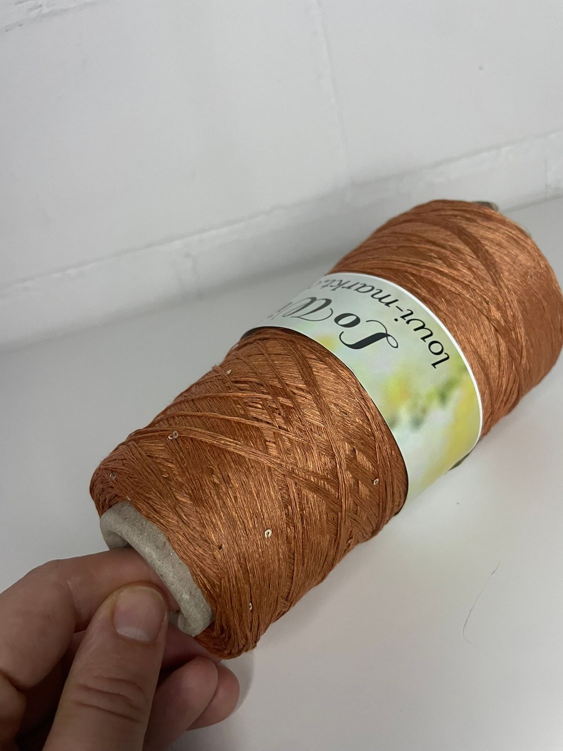 Filati Naturali 500m/100g, 85% linen, 15% silk, ochre with silver sequins, 1 mm