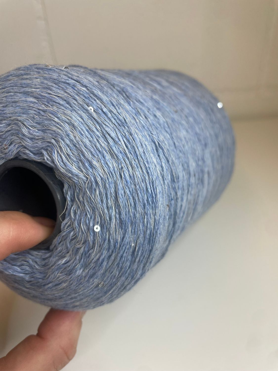 G&amp;G filati CASHWOOL 620m/100gr, 50% cashmere 50% merino wool +1mm Pailleten, Blue Jeans