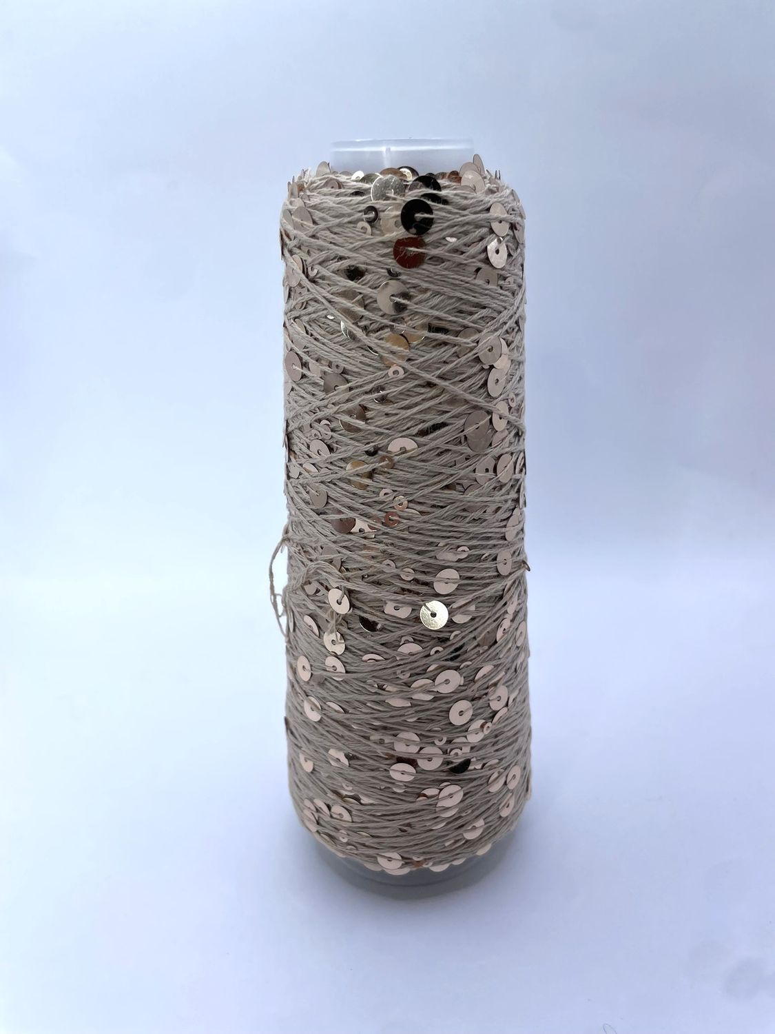 SEQUIN COTTON (3+6 mm sequins), 300 m/100 g, 100% COTTON, BEIGE + SHIMMERING BEIGE SEQUINS, COLOR: AJ051, 100 g