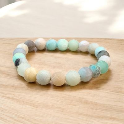 BRACCIALE AMAZZONITE MULTI PERLE  SATINATE