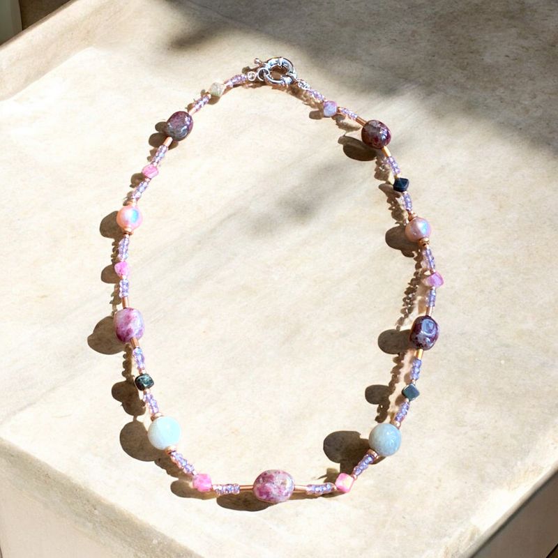 Collana  Pietre di Tormalina e perle