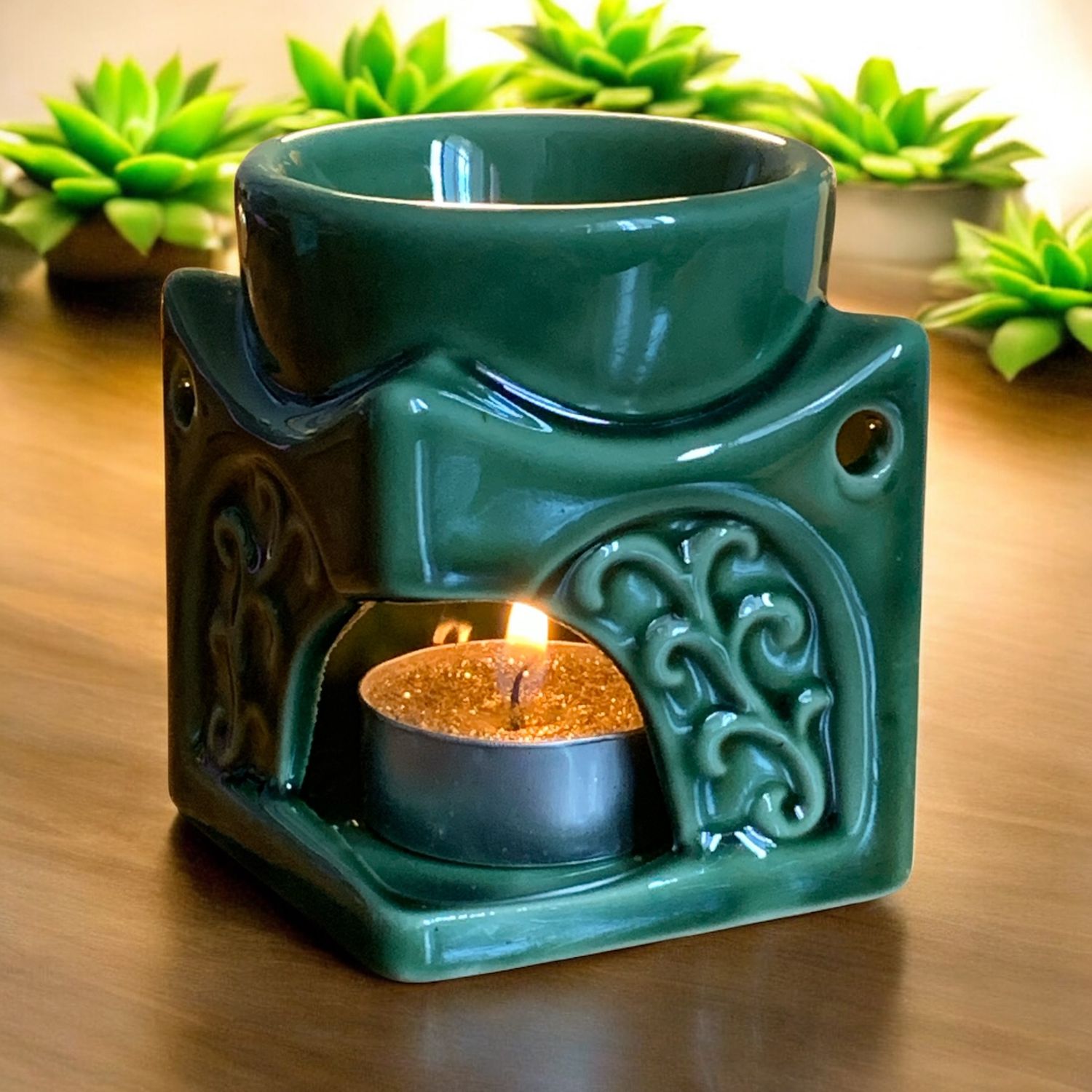 BRUCIATORE PER ESSENZE QUADRATO BUDDHA VERDE