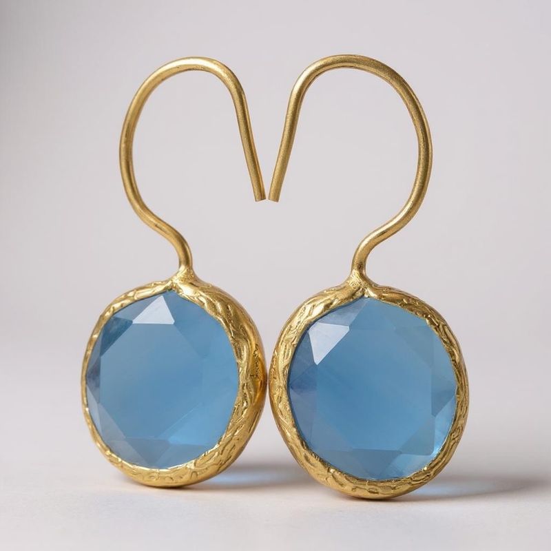 ORECCHINI MINIMAL GOLD 10 INDACO