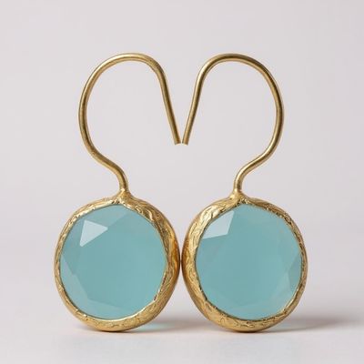 ORECCHINI MINIMAL  GOLD 10 AZZURRO