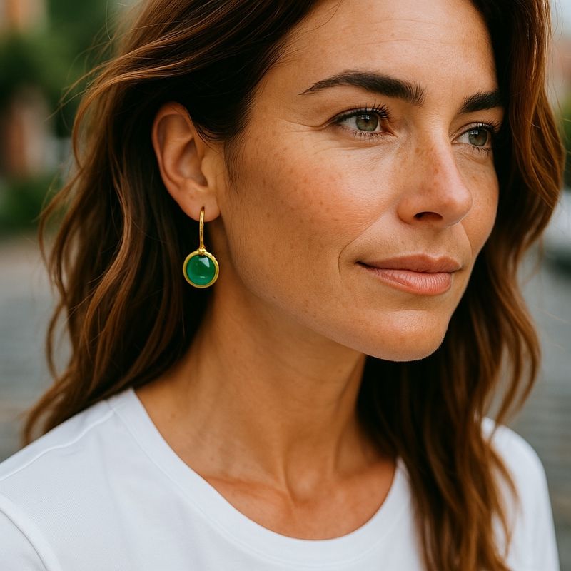 ORECCHINI MINIMAL GOLD 10 VERDE