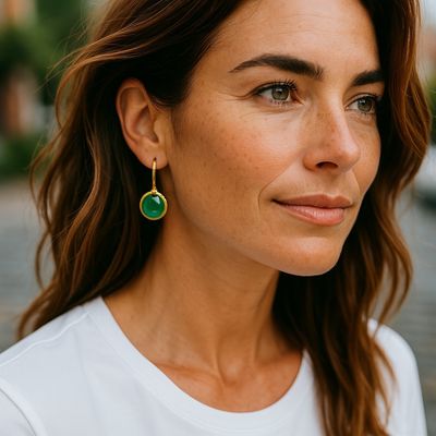 ORECCHINI MINIMAL GOLD 10 VERDE